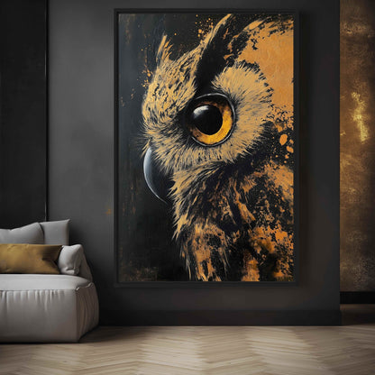 Gold Owl Modern Art Canvas Print Detail | PaintFu