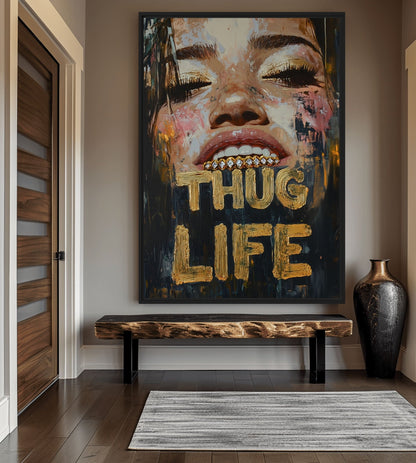 Thug Life Street Art Framed Canvas