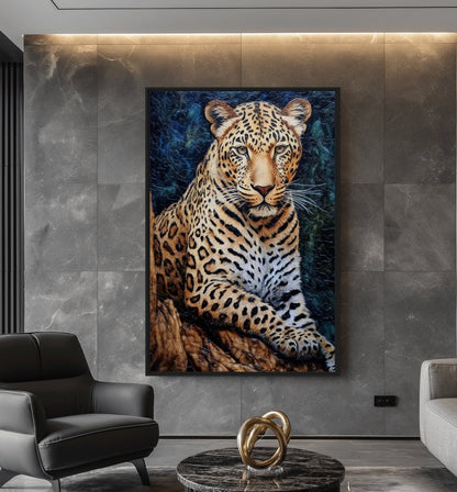 Leopard Mosaic Art Framed Canvas