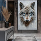 Blue Eyed Wolf Modern Art Framed Canvas