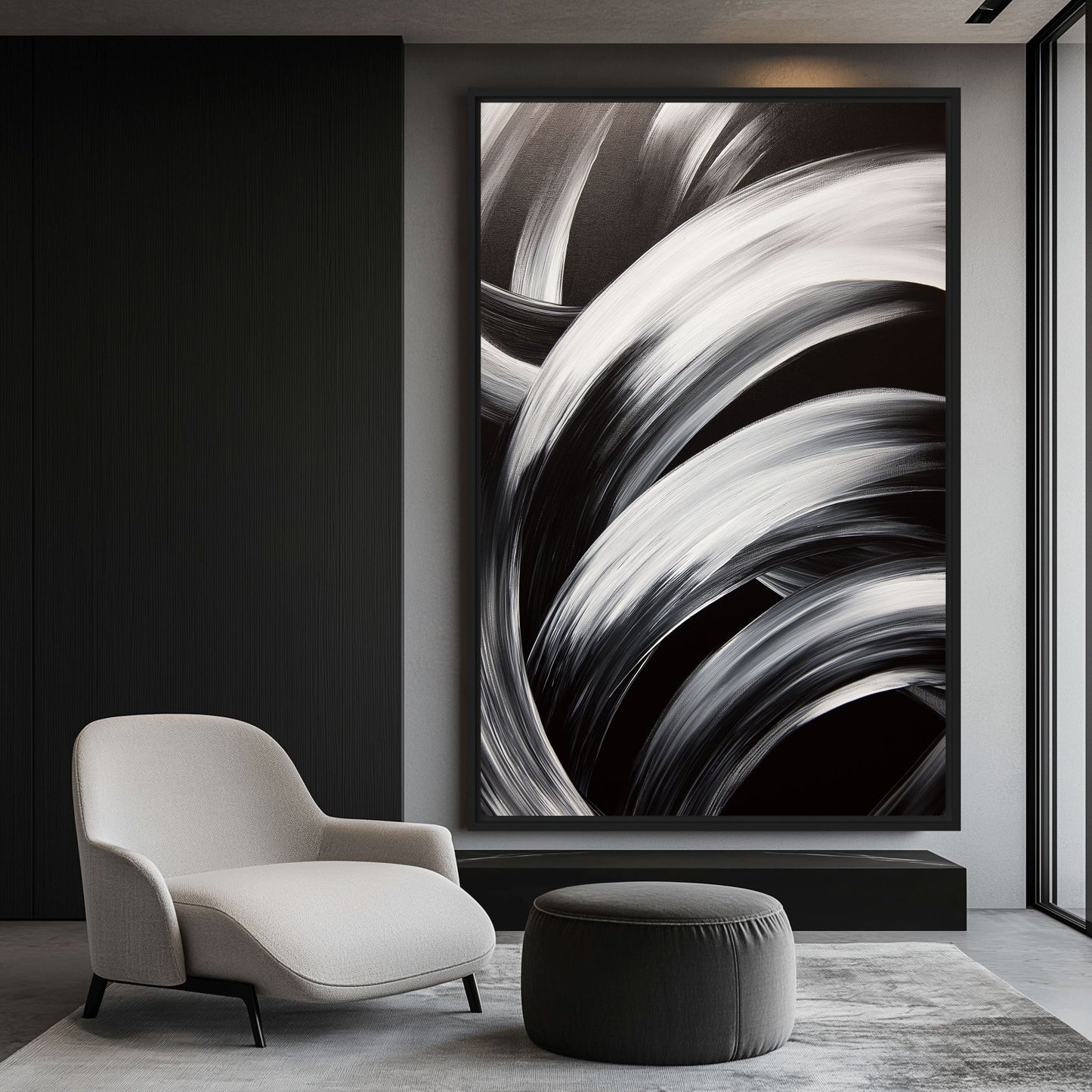 Black & White Brushstroke Art Digital Print