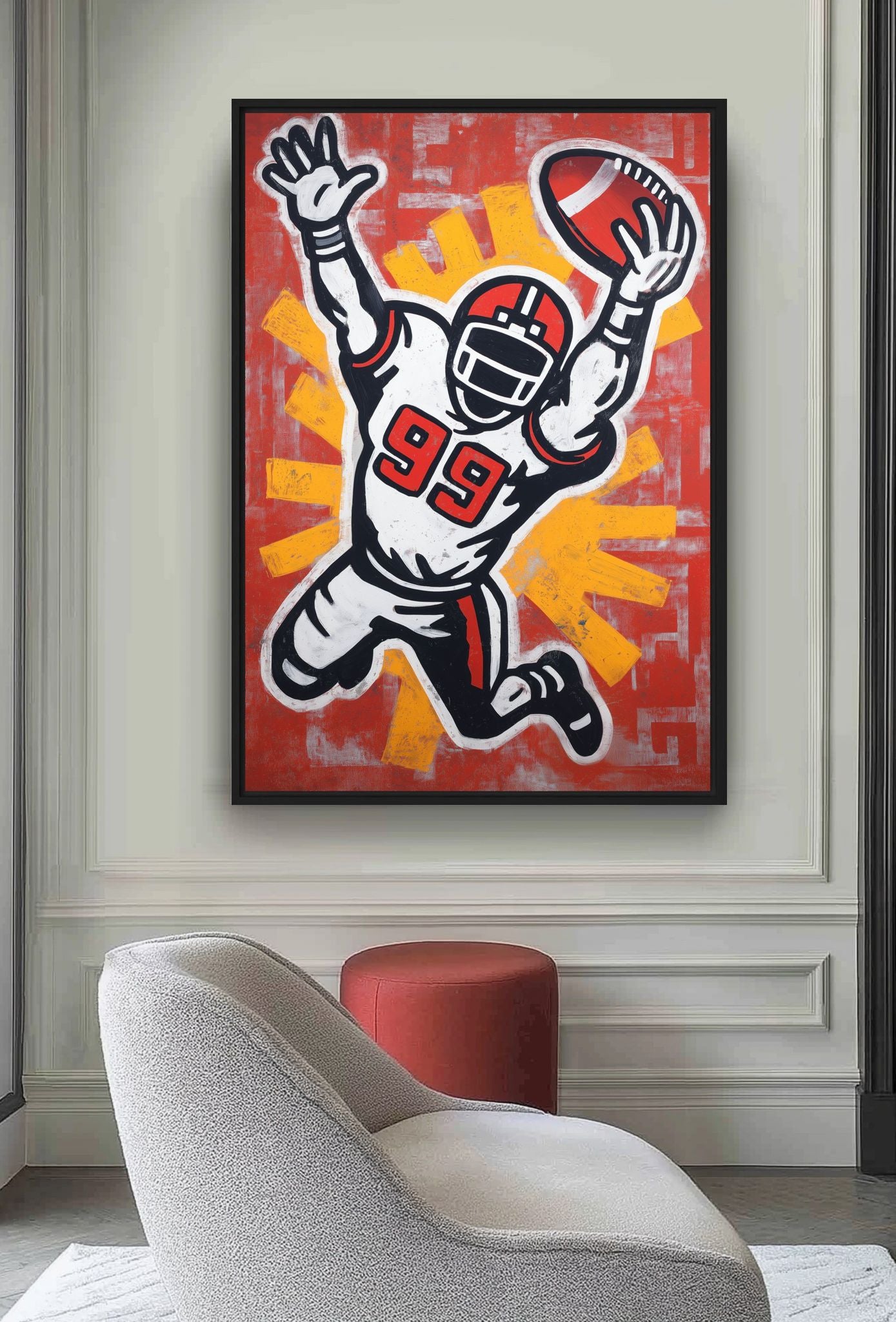 American Football Modern Art Framed Canvas