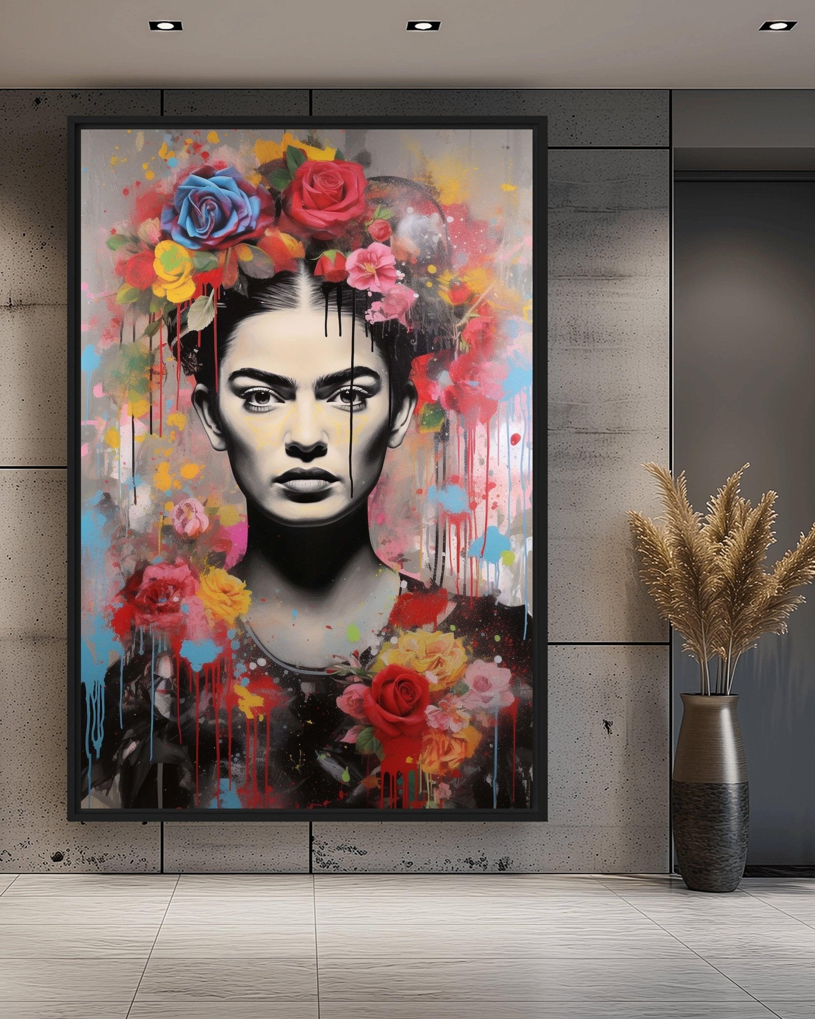 Frida Kahlo Pop Art Framed Canvas