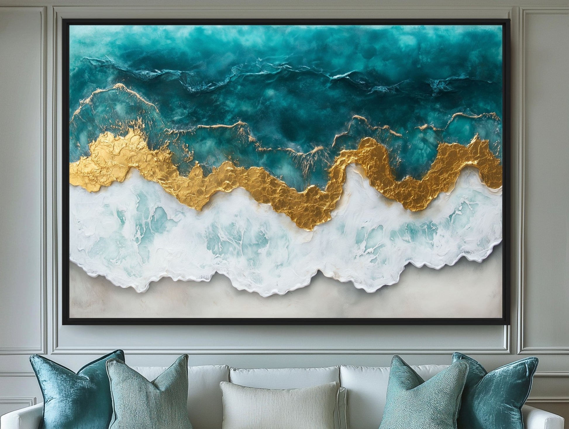 Ocean Arial View Modern Art Framed Canvas