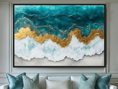 Ocean Arial View Modern Art Framed Canvas