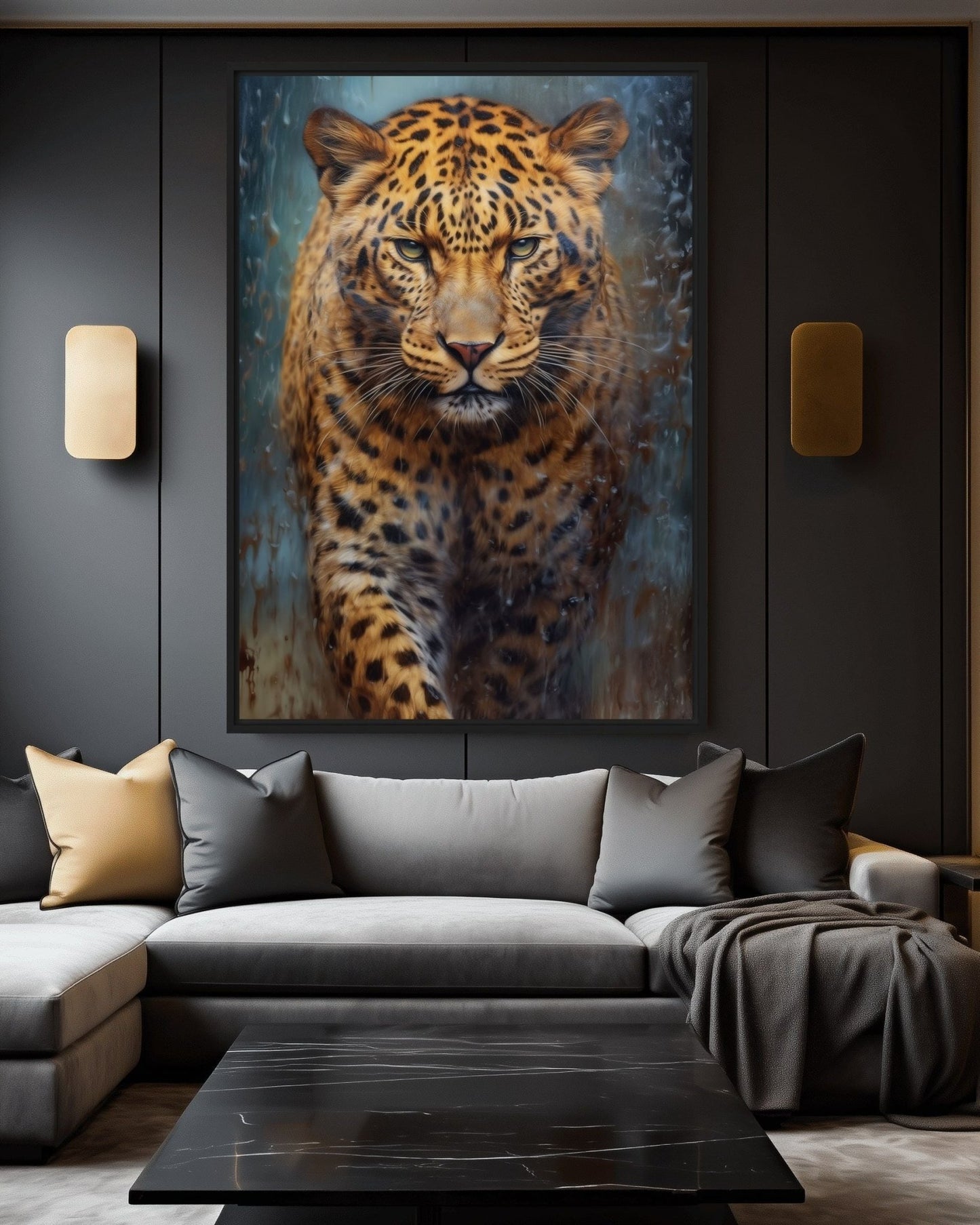 Leopard Wildlife Art Framed Canvas