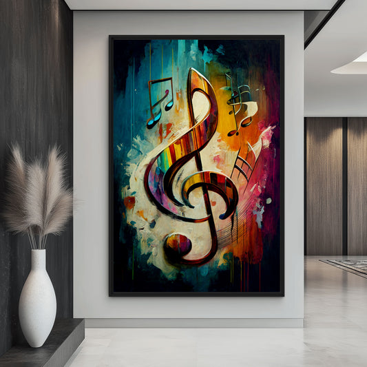 Music Note Music Art Framed Canvas - PaintFu