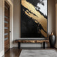 Black Gold White Abstract Art Framed Canvas