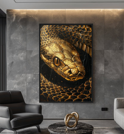 Golden Snake Luxury Art Framed Canvas