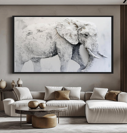 White Elephant Modern Art Framed Canvas