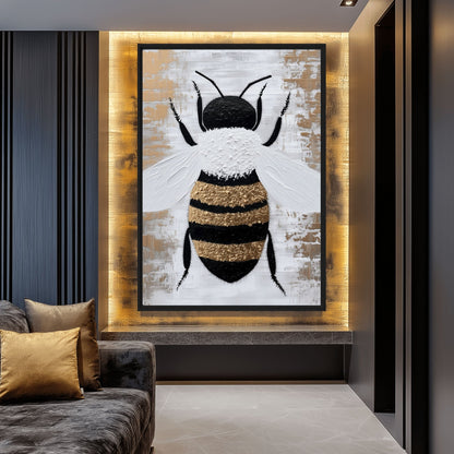 Bee Modern Art Framed Canvas
