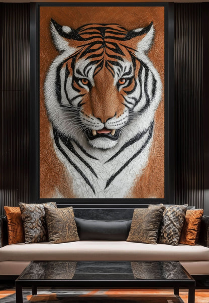 Tiger Portrait Modern Art Canvas Print Detail | PaintFu