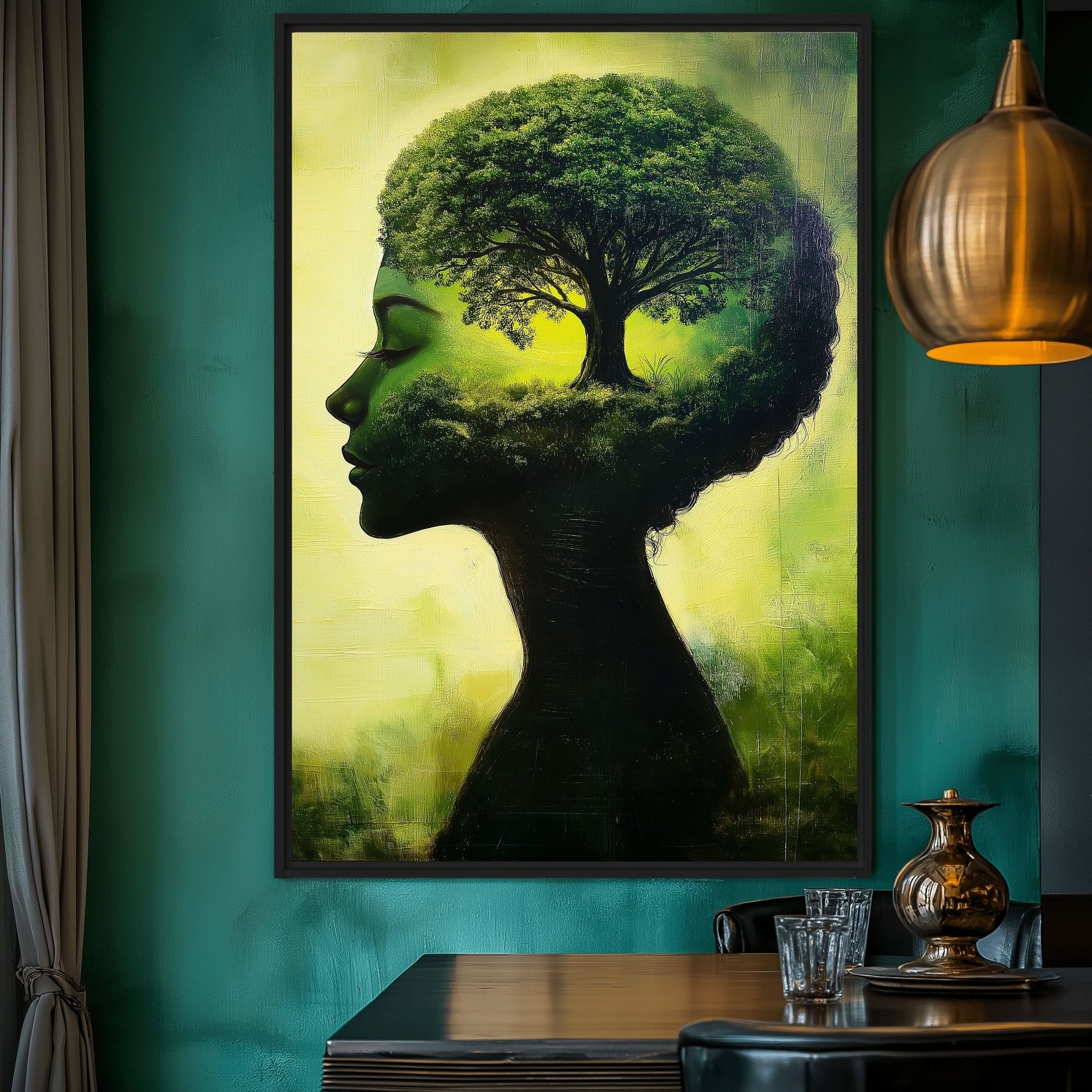 Woman Tree Surreal Art Framed Canvas