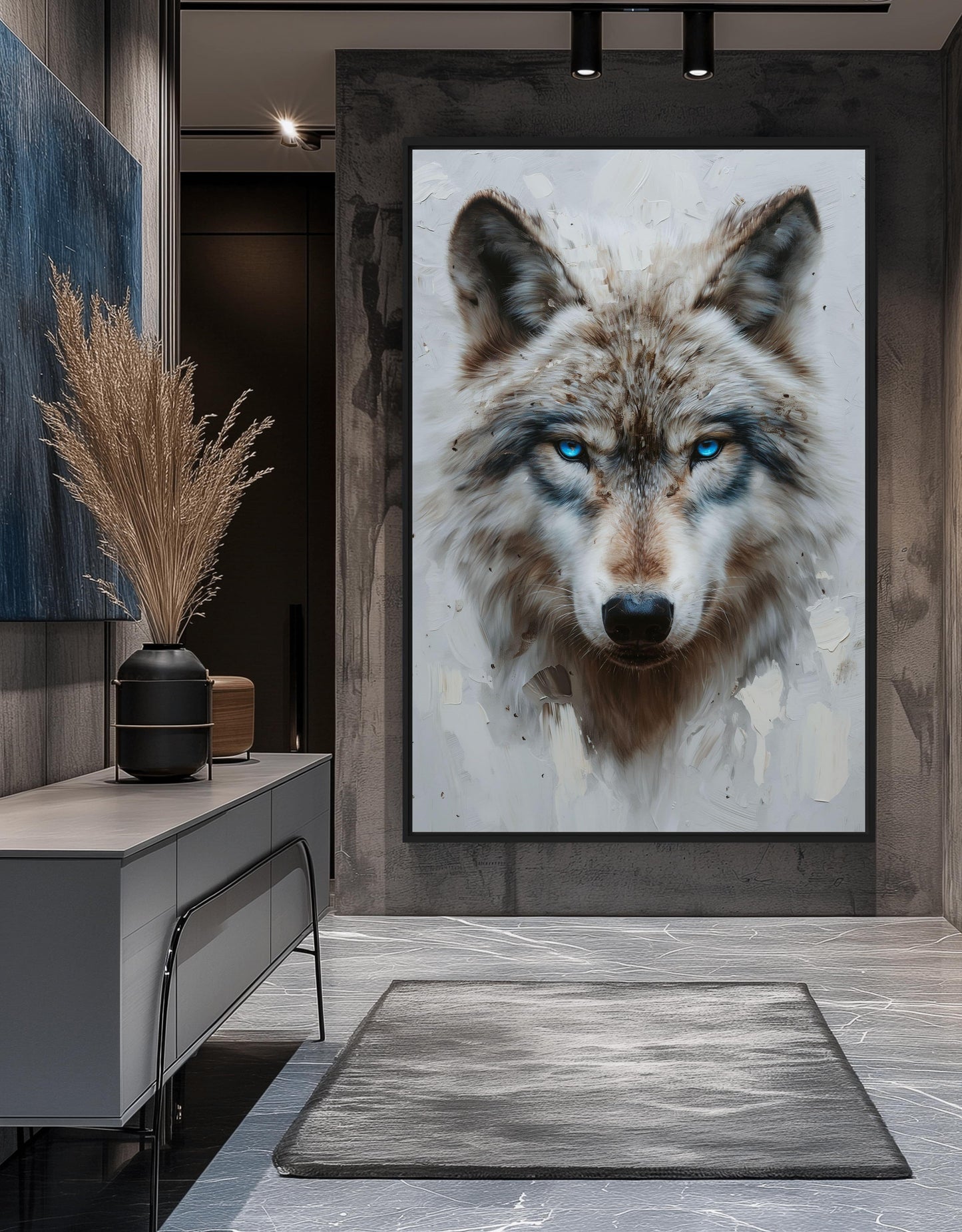 Blue Eyed Wolf Modern Art Digital Print