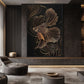 Gold Fish Line Art Framed Canvas
