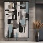 Grey Black Blue Modern Art Framed Canvas