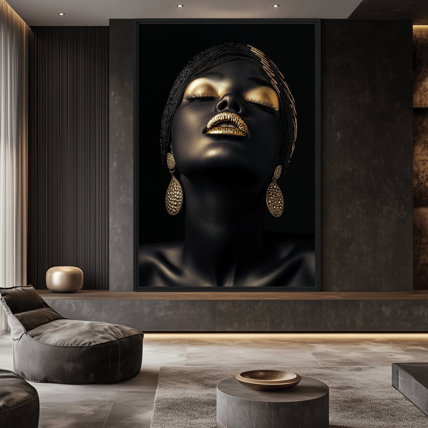 African Beauty in Gold Framed Canvas
