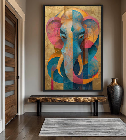 Hindu God Ganesh Abstract Art Canvas Print Detail | PaintFu