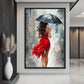 Woman With Umbrella Modern Art Digital Print