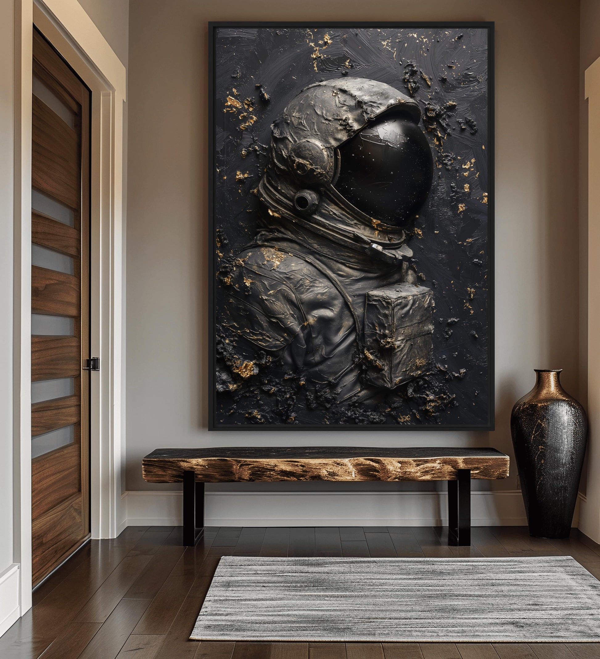 Astronaut in Space Impasto Art Framed Canvas - PaintFu