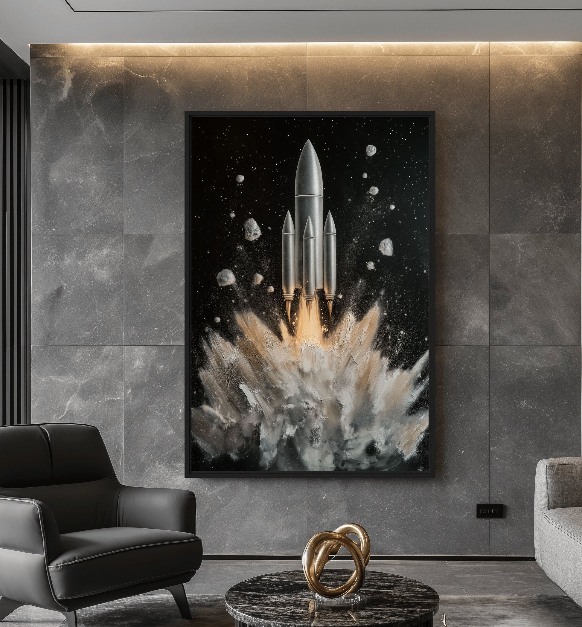 Rocket Take Off Space Art Framed Canvas - PaintFu