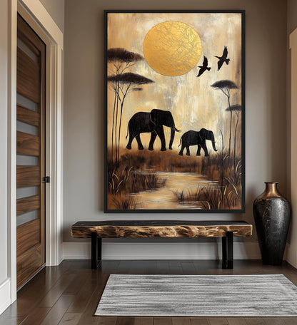 African Landscape Art Framed Canvas