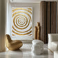 Gold & White Spiral Modern Art Framed Canvas