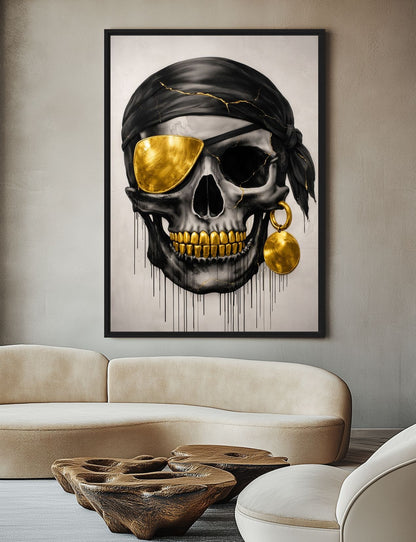 Pirate Skull Gothic Art Framed Canvas - PaintFu
