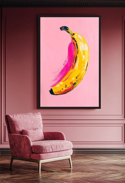 Funky Banana Food Art Framed Canvas - PaintFu