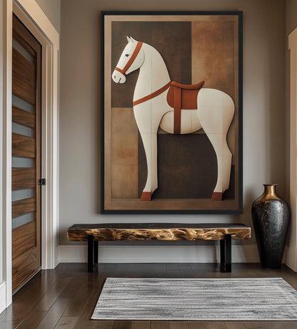 Horse Geometric Equestrian Art Framed Canvas - PaintFu
