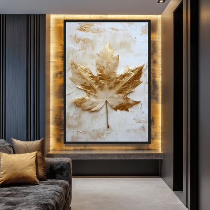 Golden Maple Leaf Floral Art Digital Print