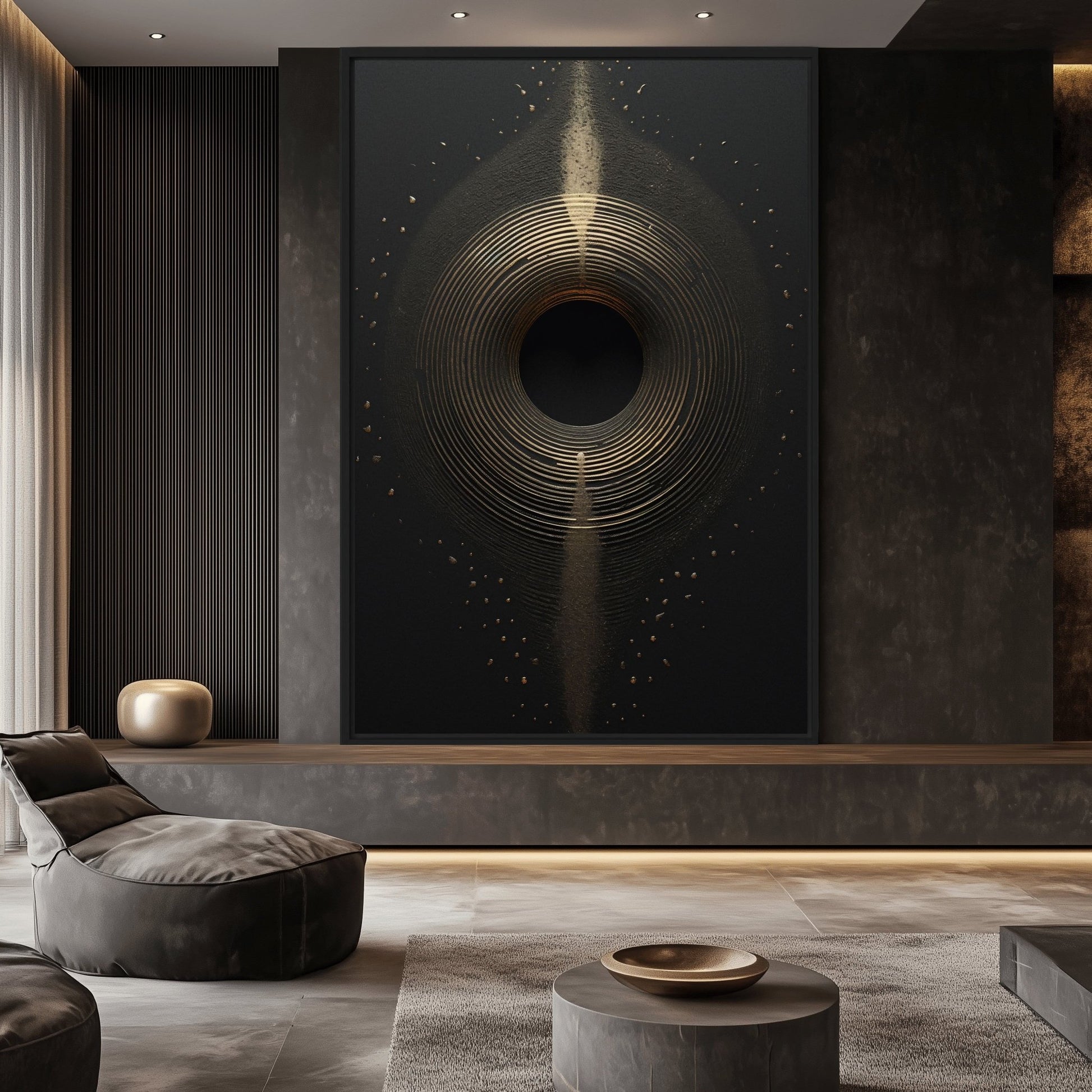 Eclipse Black Gold 3D Art Famed Canvas