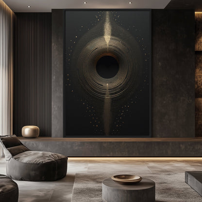 Eclipse Black Gold 3D Art Famed Canvas