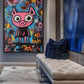 Pig Graffiti Art Framed Canvas
