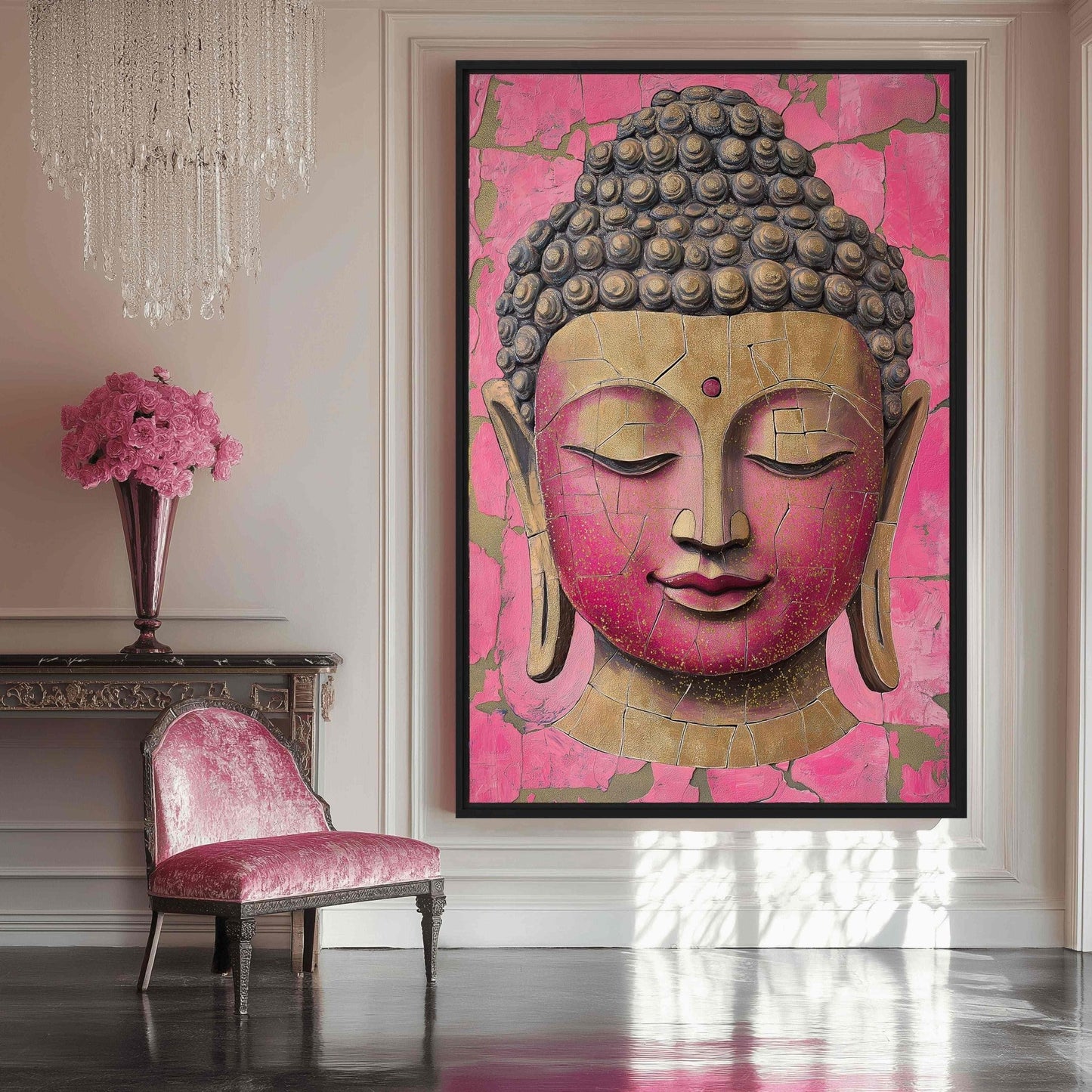 Pink & Gold Buddha Portrait Digital Print