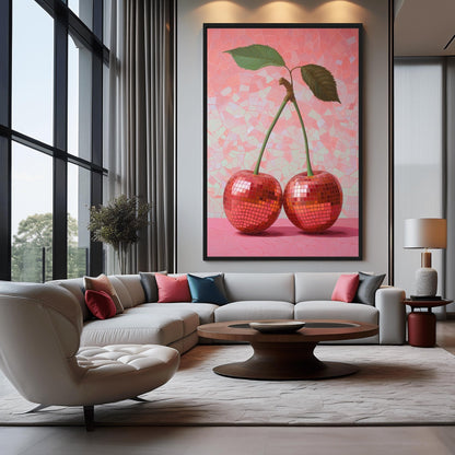 Cherry Disco Balls Framed Canvas