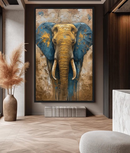 Elephant In Gold Modern Art Framed Canvas