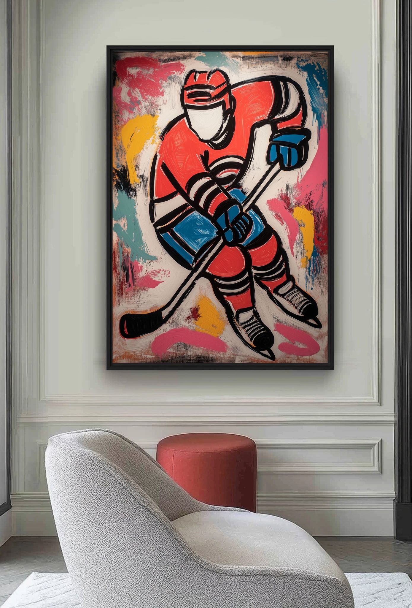 Ice Hockey Modern Art Framed Canvas - PaintFu