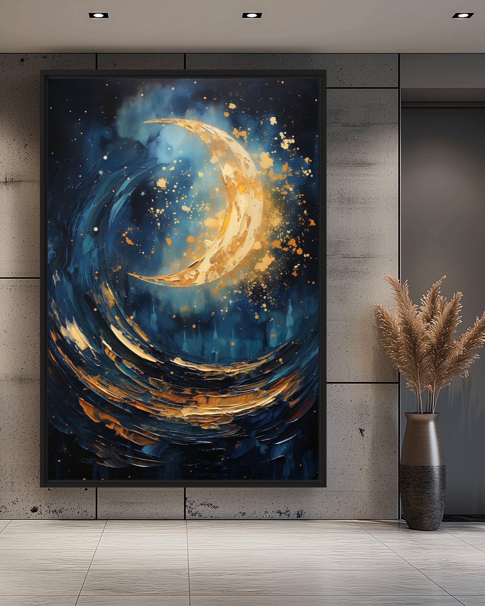 Moon Modern Art Framed Canvas