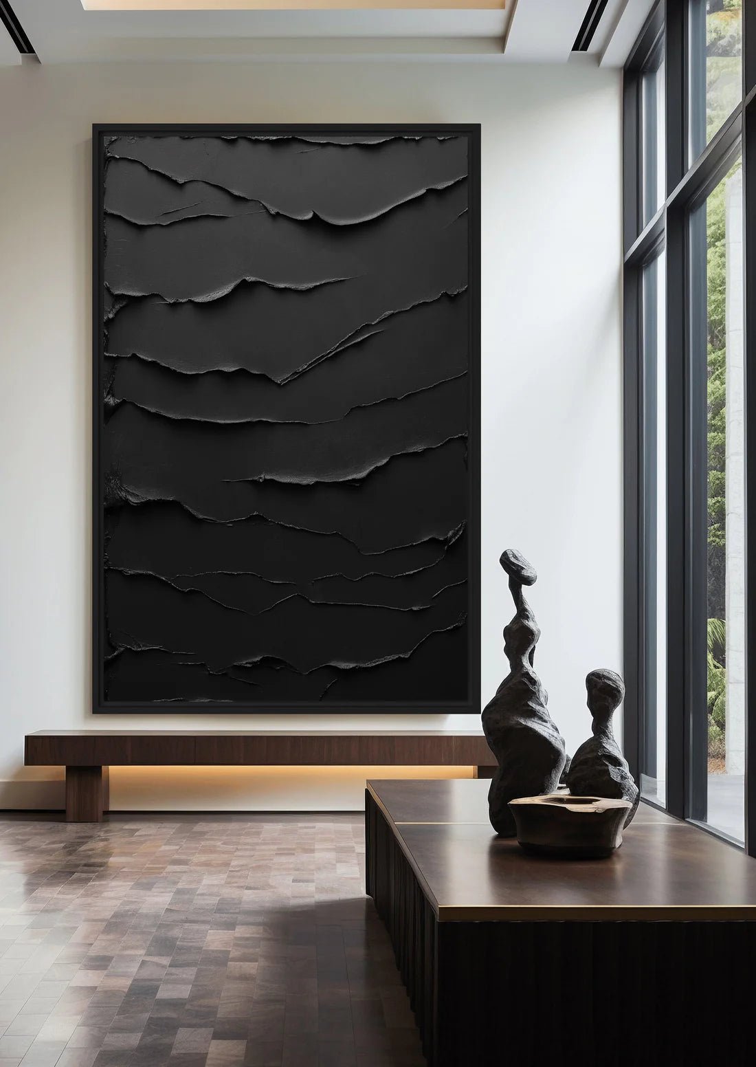 Black Minimalist Textured Art Digital Print