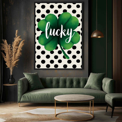 Lucky Clover Typography Art Framed Canvas - PaintFu