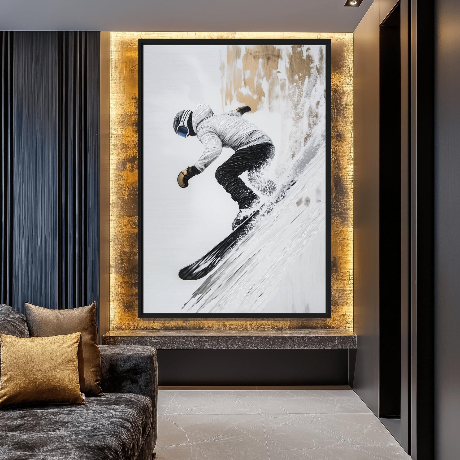 Snowboard Wall Art Framed Canvas