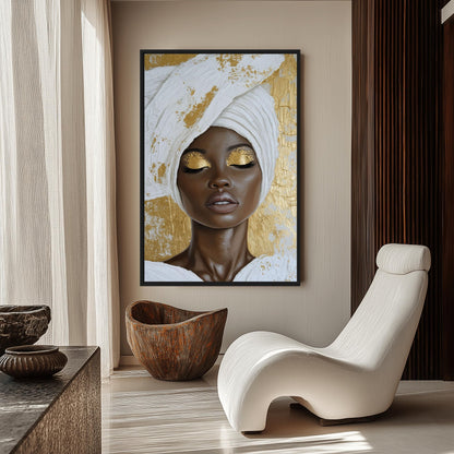 African Woman Impasto Art Framed Canvas