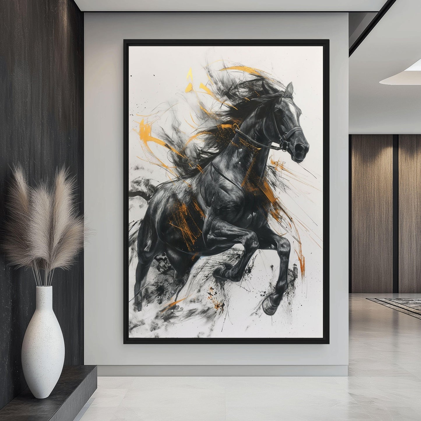 Black Horse Equestrian Art Digital Print