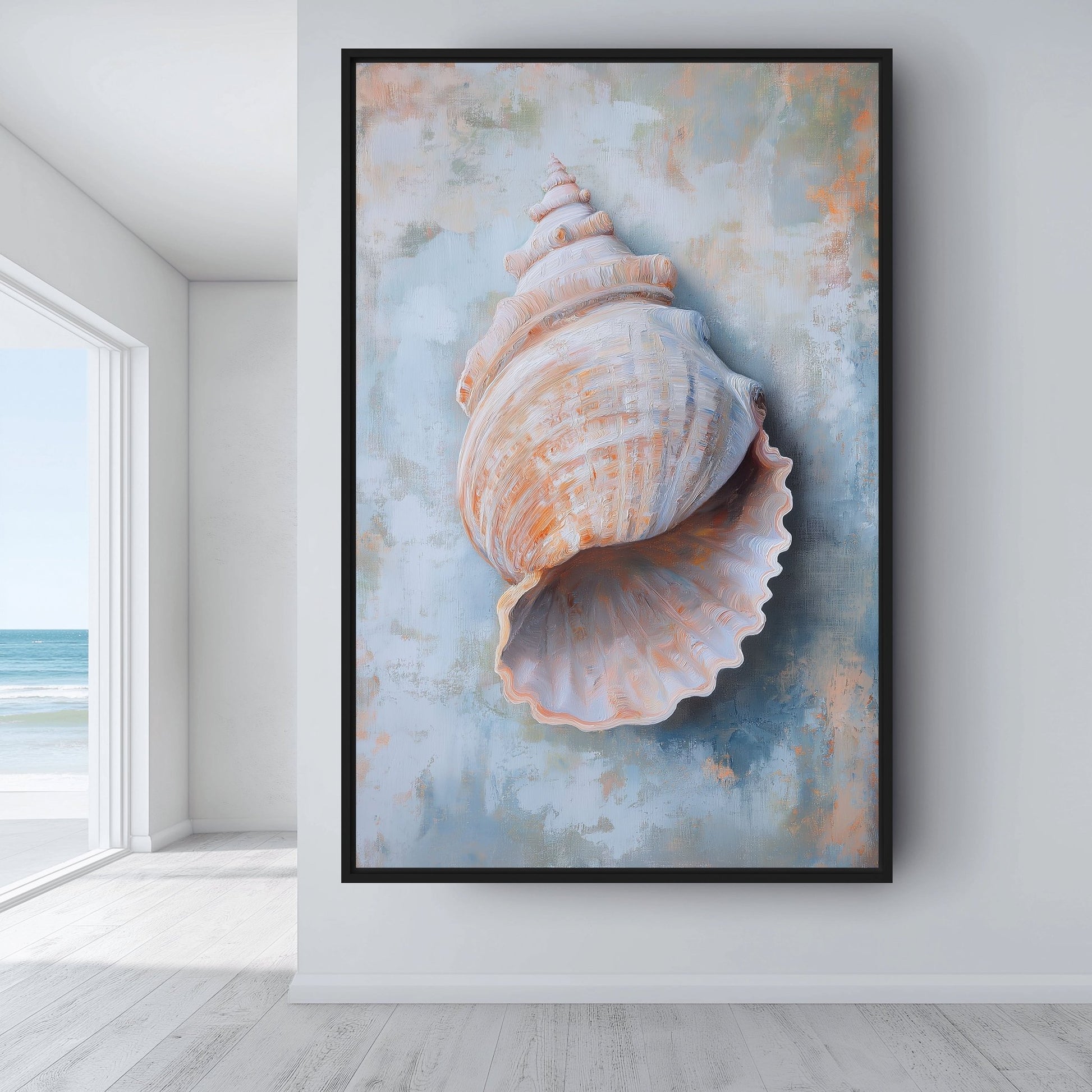 Seashell Nautical Art Framed Canvas