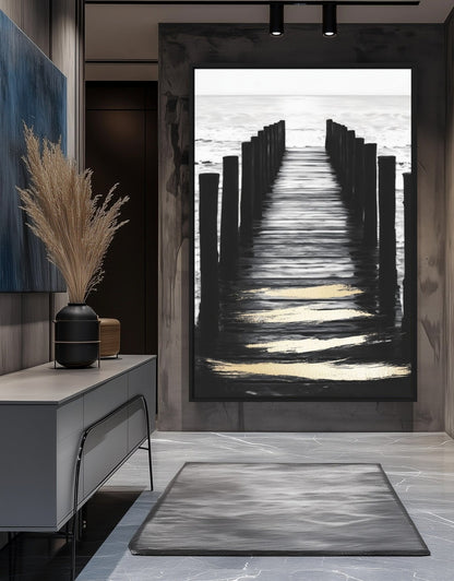 Ocean Pier Nautical Art Framed Canvas - PaintFu