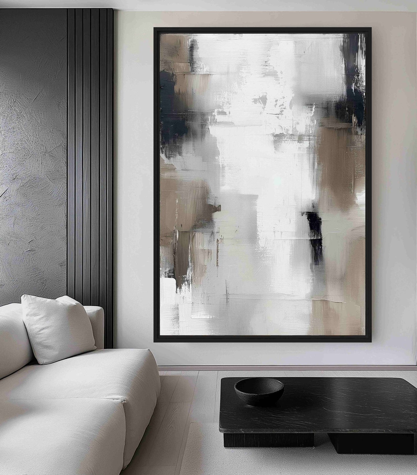 Neutral Abstract Nordic Art Framed Canvas
