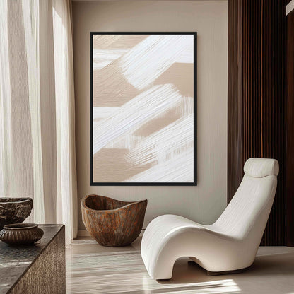 Beige & Brushstroke Art Canvas Print Detail | PaintFu
