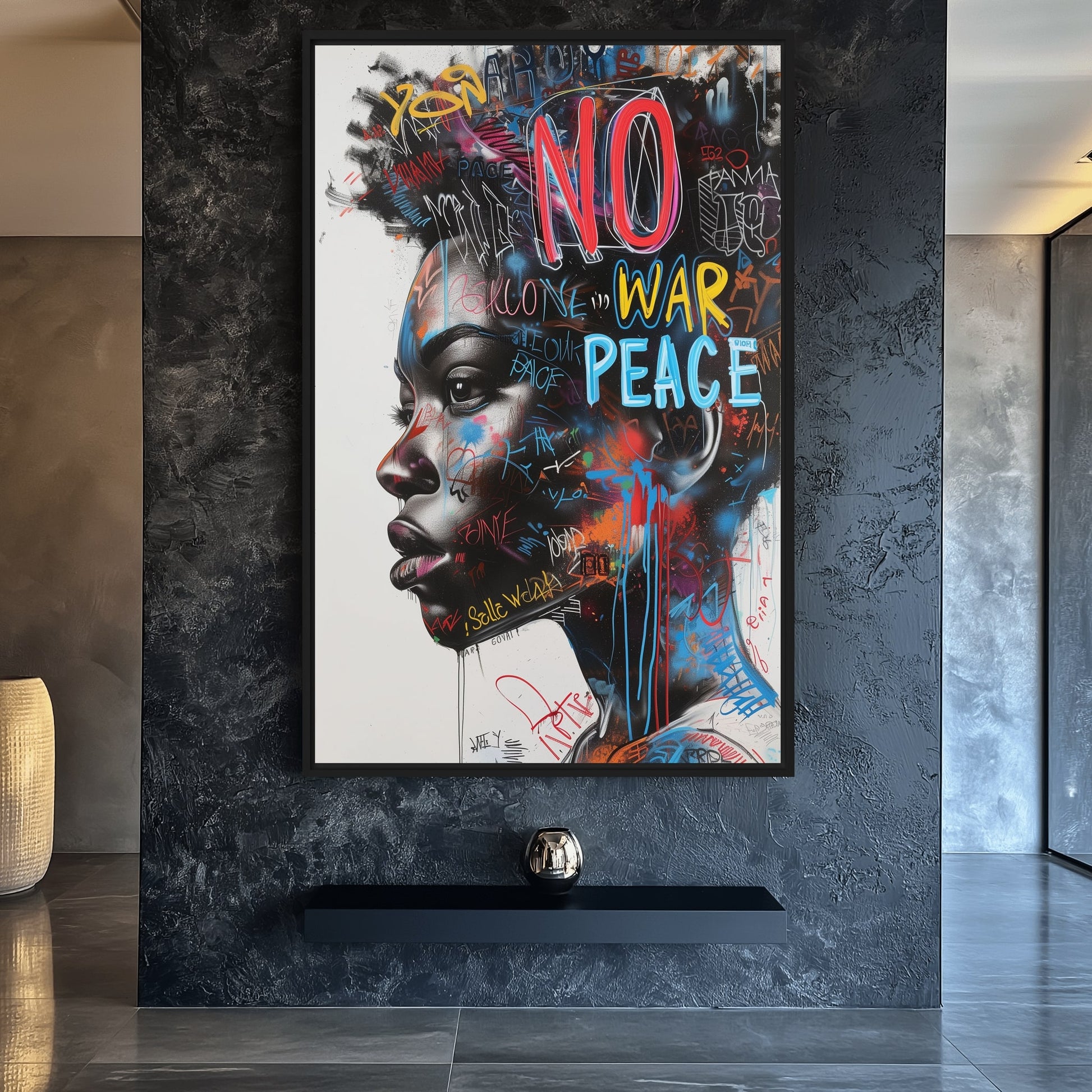 No War Graffiti Art Framed Canvas - PaintFu