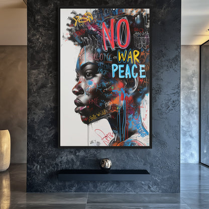 No War Graffiti Art Framed Canvas
